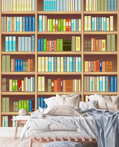 Papel de parede de prateleira de livros