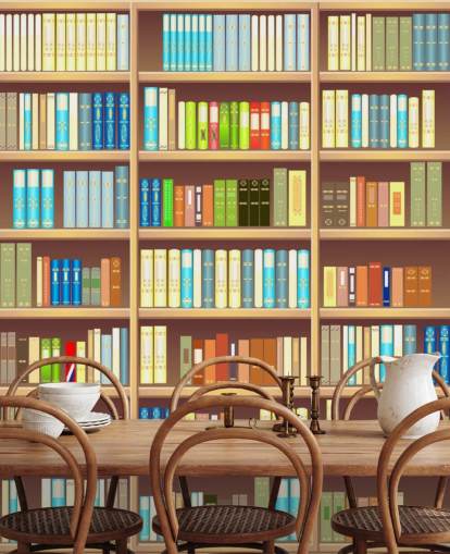 Cartoon Book Shelf Wallpaper