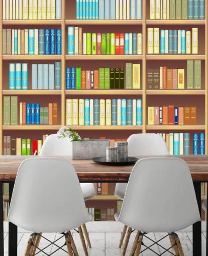 Papel de parede de prateleira de livros