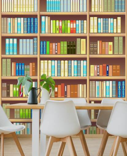 Papel de parede de prateleira de livros