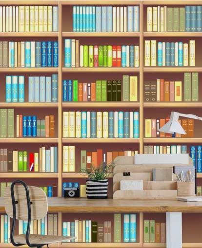 Cartoon Book Shelf Wallpaper
