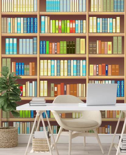 Papel de parede de prateleira de livros Papel de parede de prateleira de livros