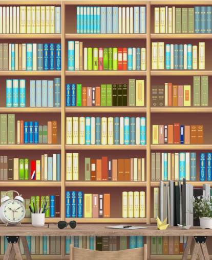 Papel de parede de prateleira de livros