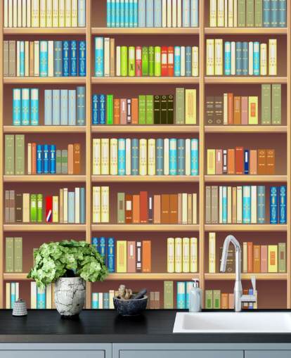 Cartoon Book Shelf Wallpaper