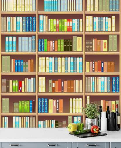 Cartoon Book Shelf Wallpaper
