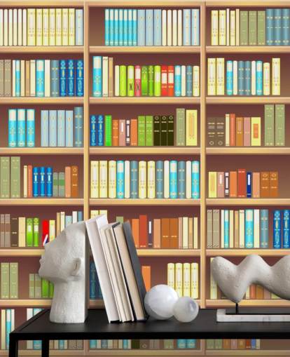 Cartoon Book Shelf Wallpaper