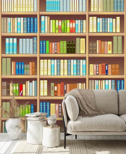 Cartoon Book Shelf Wallpaper