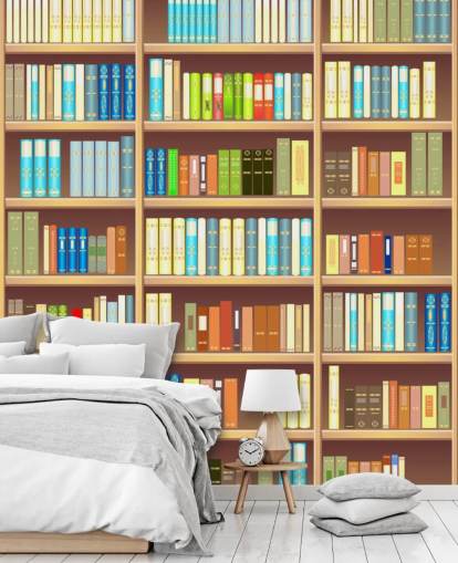 Cartoon Book Shelf Wallpaper