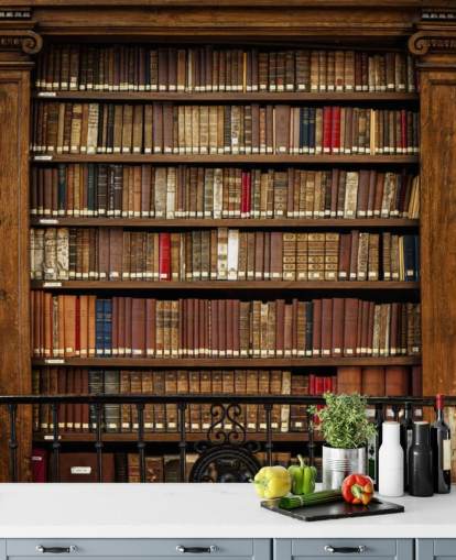 Oud boekenkast behang