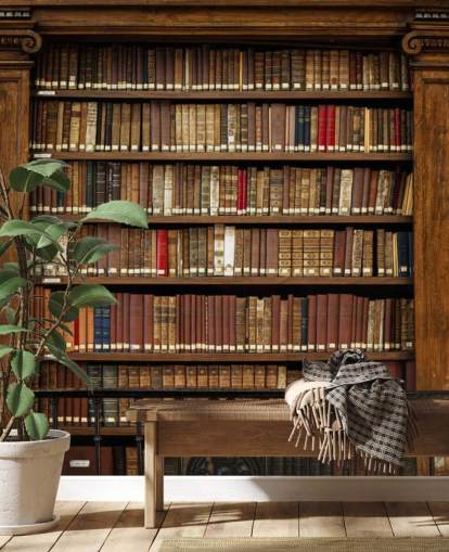 Old Bookcase Wallpaper