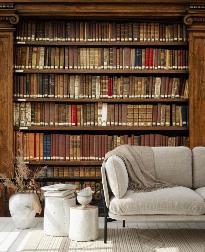 Oud boekenkast behang