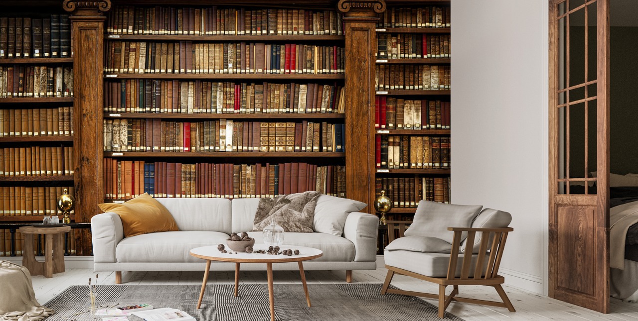 Bibliotek Bøger Tapet Mural | Wallsauce DK