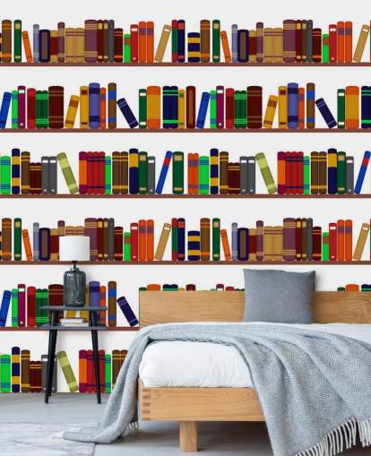 Colourful Bookshelf Wall Mural