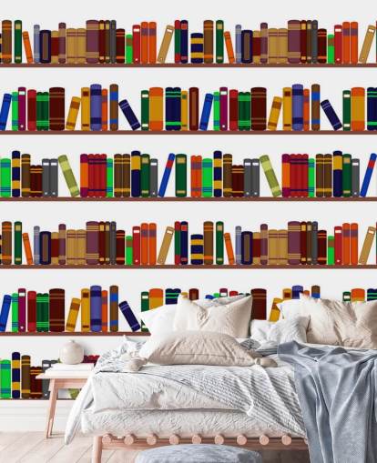 Papier Peint Fresque Bibliothèque Colorée Papier Peint Fresque Bibliothèque Colorée
