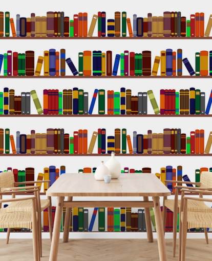 Colourful Bookshelf Wall Mural