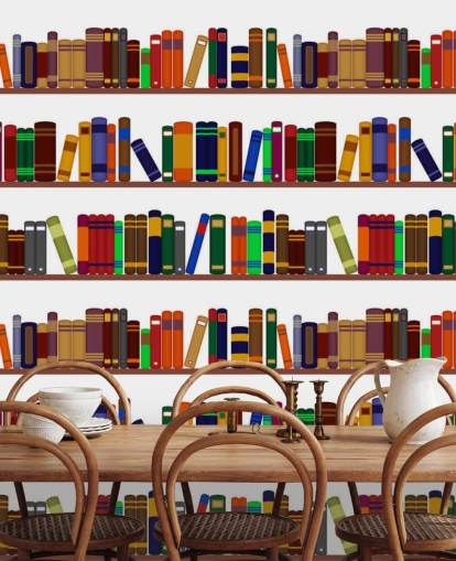 Colourful Bookshelf Wall Mural
