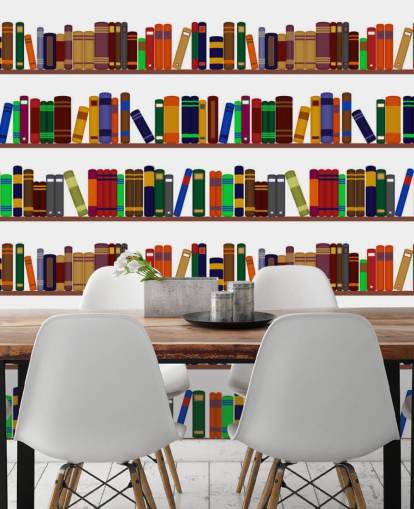 Colourful Bookshelf Wall Mural Colourful Bookshelf Wall Mural