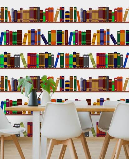 Colourful Bookshelf Wall Mural