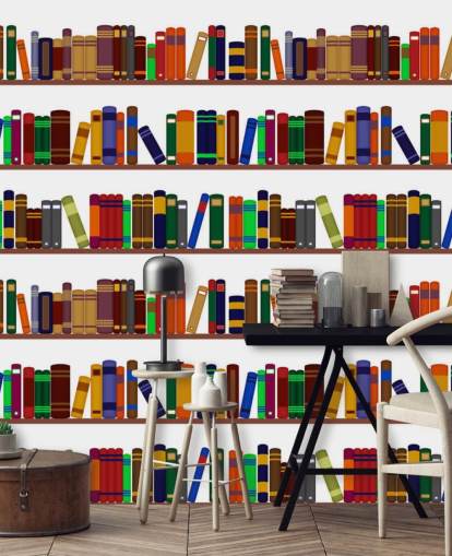 Colourful Bookshelf Wall Mural