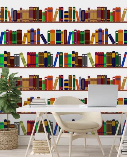 Colourful Bookshelf Wall Mural