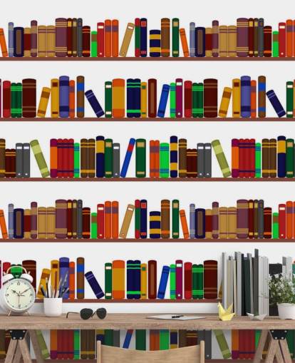 Colourful Bookshelf Wall Mural