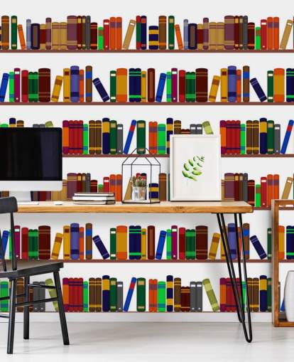 Colourful Bookshelf Wall Mural