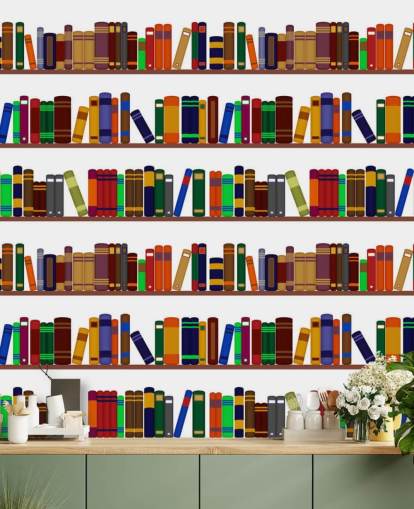 Colourful Bookshelf Wall Mural Colourful Bookshelf Wall Mural