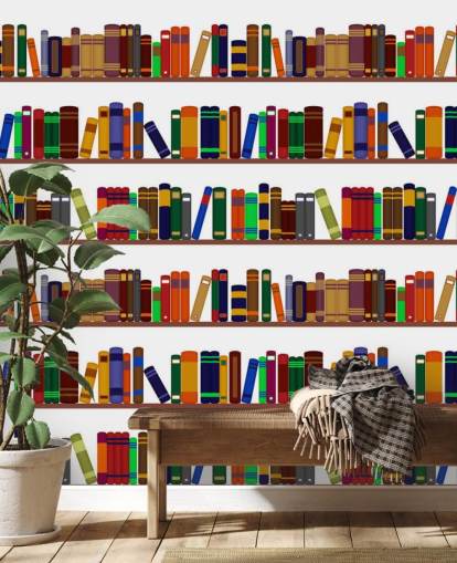 Colourful Bookshelf Wall Mural