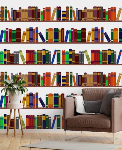 Colourful Bookshelf Wall Mural