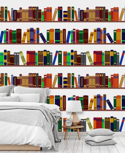 Papier Peint Fresque Bibliothèque Colorée