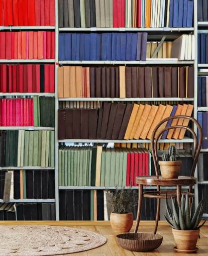 Papel pintado Libros en estantes de colores