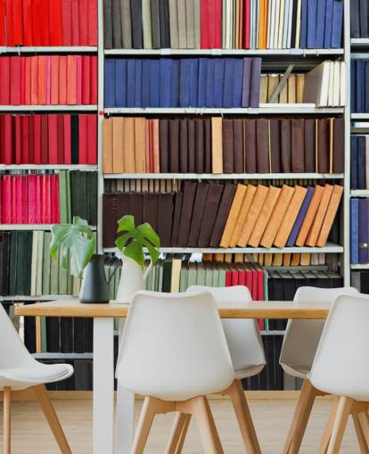 Colourful Books on Shelves Wallpaper Mural
