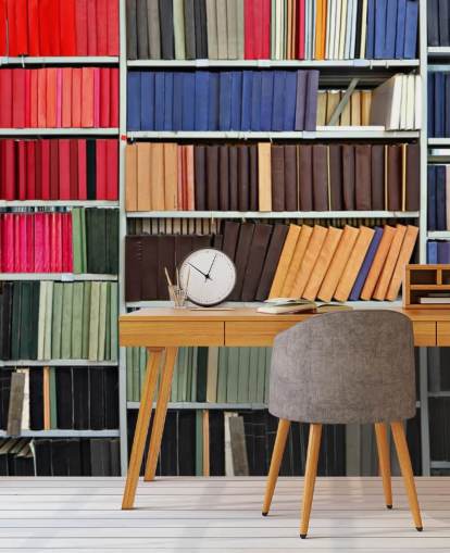 Papel pintado Libros en estantes de colores
