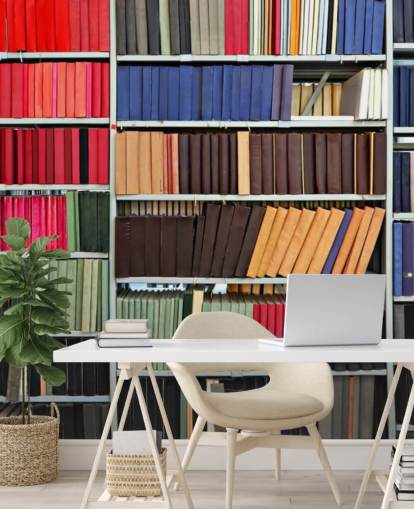 Colourful Books on Shelves Wallpaper Mural