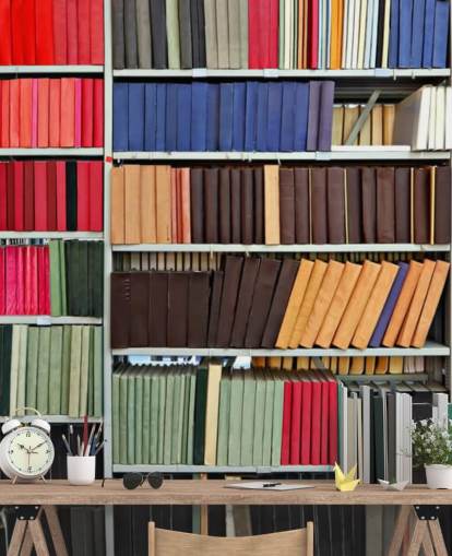 Papel pintado Libros en estantes de colores
