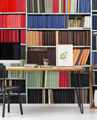 Colourful Books on Shelves Wallpaper Mural