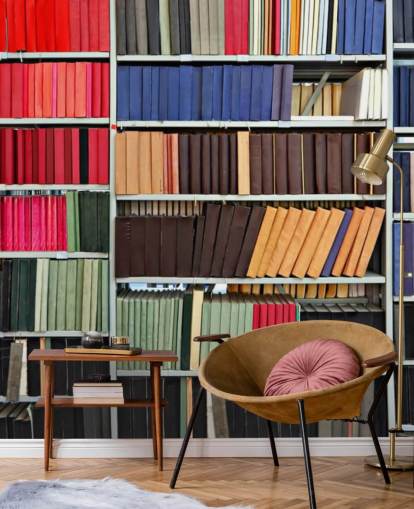 Papel pintado Libros en estantes de colores