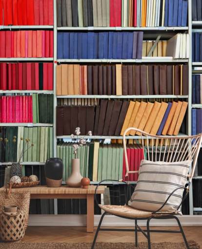 Papel pintado Libros en estantes de colores