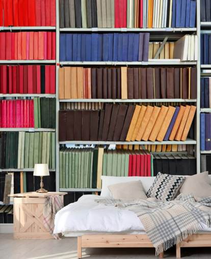 Colourful Books on Shelves Wallpaper Mural