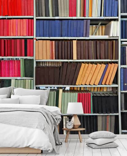 Livros coloridos em prateleiras Wallpaper Mural Livros coloridos em prateleiras Wallpaper Mural