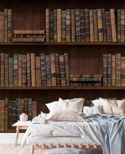 Tapeten-Wandbild „Antike Bücher in Regalen“