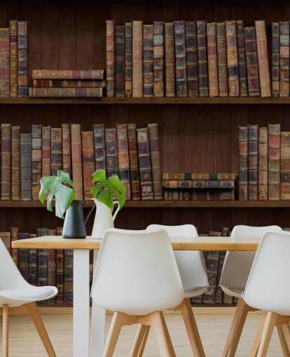 Tapeten-Wandbild „Antike Bücher in Regalen“