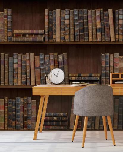 Tapeten-Wandbild „Antike Bücher in Regalen“