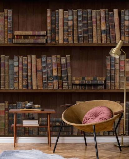 Antique Books on Shelves Wallpaper Mural
