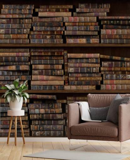 Dusty Books on Shelves Wall Mural Dusty Books on Shelves Wall Mural