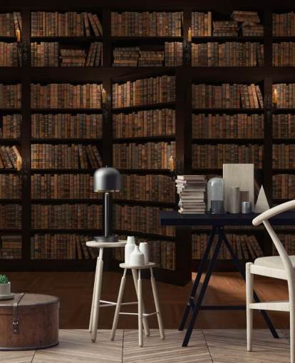 Opening Bookshelf Door Wallpaper