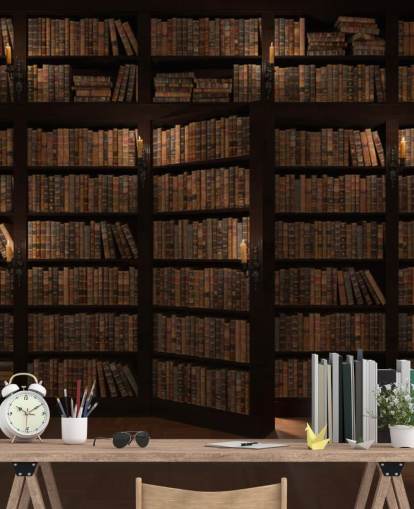Opening Bookshelf Door Wallpaper