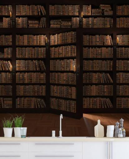 Opening Bookshelf Door Wallpaper
