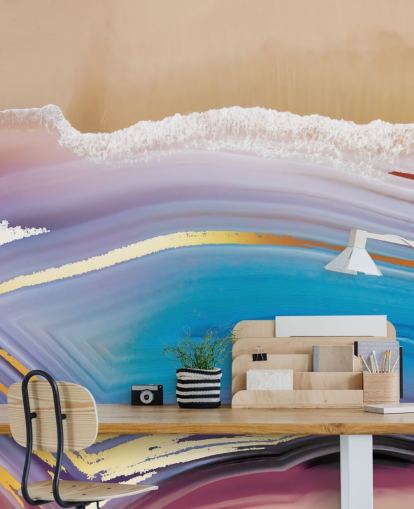 Paisaje marino azul dorado