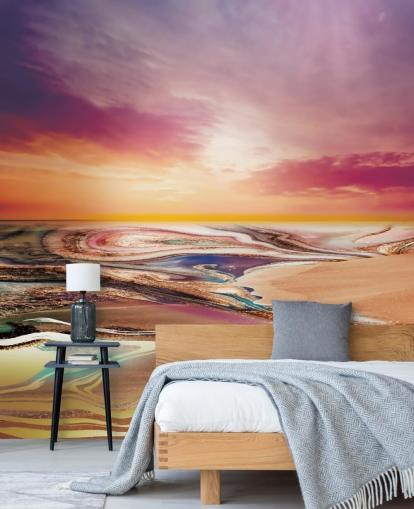 sunset colours in marble wallpaper